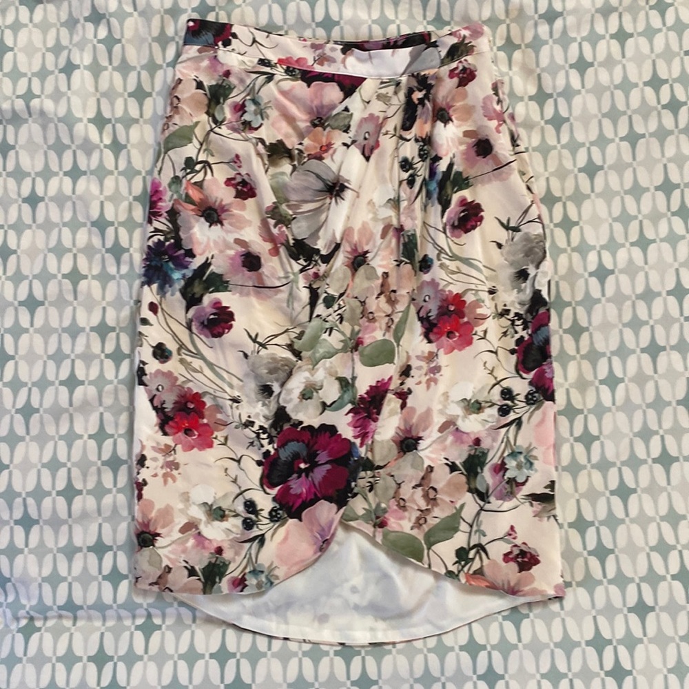 Amour Vert Floral Print Silk Skirt